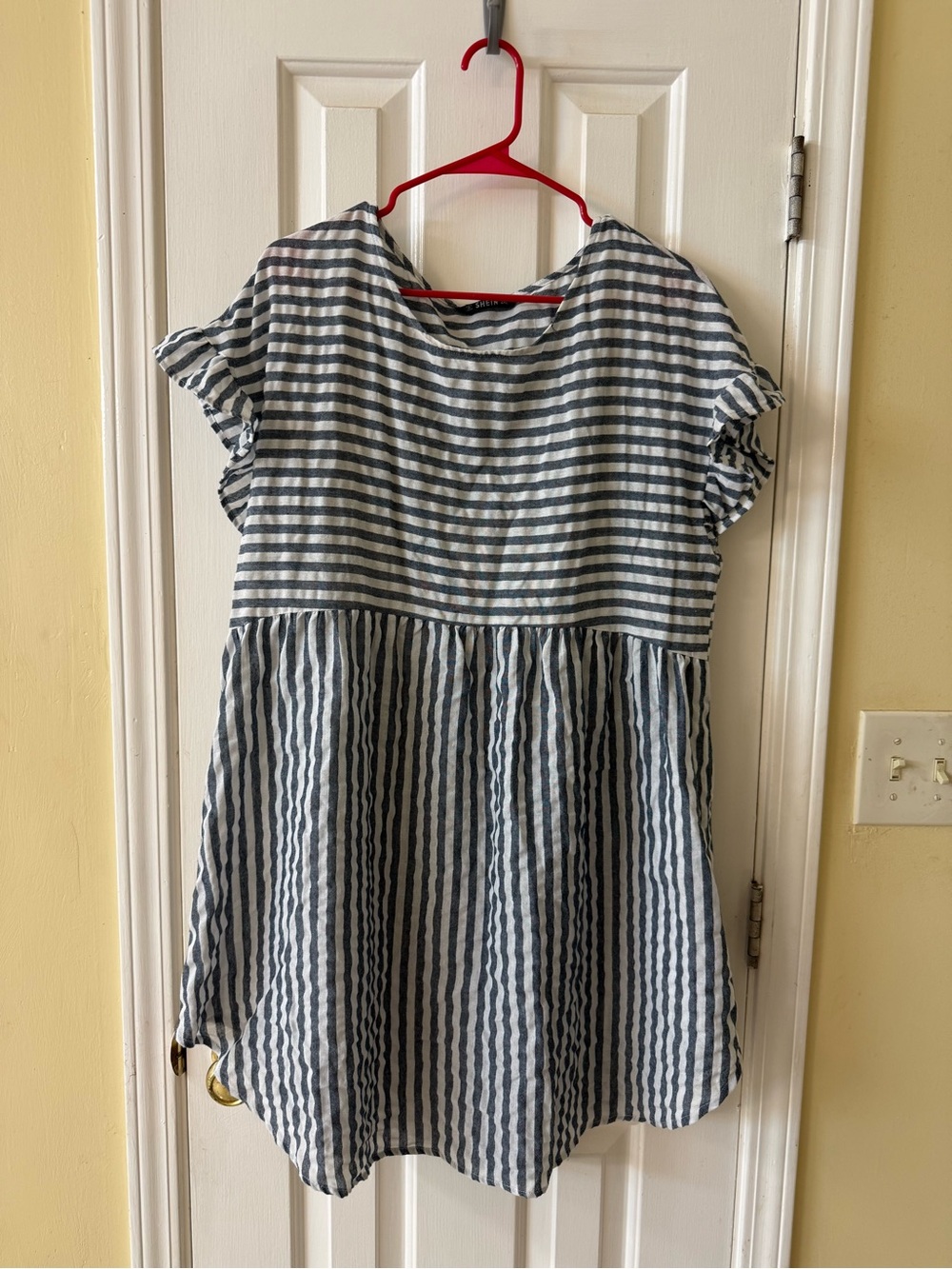 SHEIN Striped Blue and White Dress